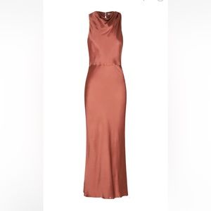 Shona Joy LA LUNE HIGH NECK MIDI DRESS - TERRACOTTA. BRAND NEW